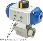 Hochdruck-Kugelhähne mit pneumatischem Schwenkantrieb IG, bis 500 bar, Hochdruckkugelhahn, Pneumatikhochdruckkugelhahn, Schwenkantriebkugelhahn