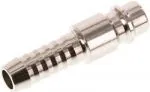 Kupplungsstecker Messing vernickelt mit Schlauchtülle, NW 7,2, Kupplung, Stecker, Kupplungsstecker, Tülle, alle Größen