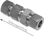 Rückschlagventile mit Schneidringanschluss, Klemmring Edelstahl 1.4571 (NC), Schneidringverschraubung, alle Größen, Schneidring, Schneidringverschraubung