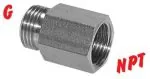 Reduziernippel Edelstahl 1.4571 mit G-Gewinde / NPT-Gewinde, bis 40 bar