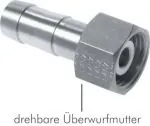 Schlauchtüllen mit Überwurfmutter, PN 16, Tülle, Schlauch, Messing vernickelt, alle Größen